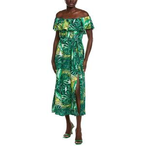 Ipponelli Womens Off-The-Shoulder Midi Dress, Green